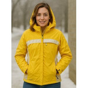Columbia Tectonite Jacket Adult Puffer Hooded Yellow Ski Coat Sz L 18/20